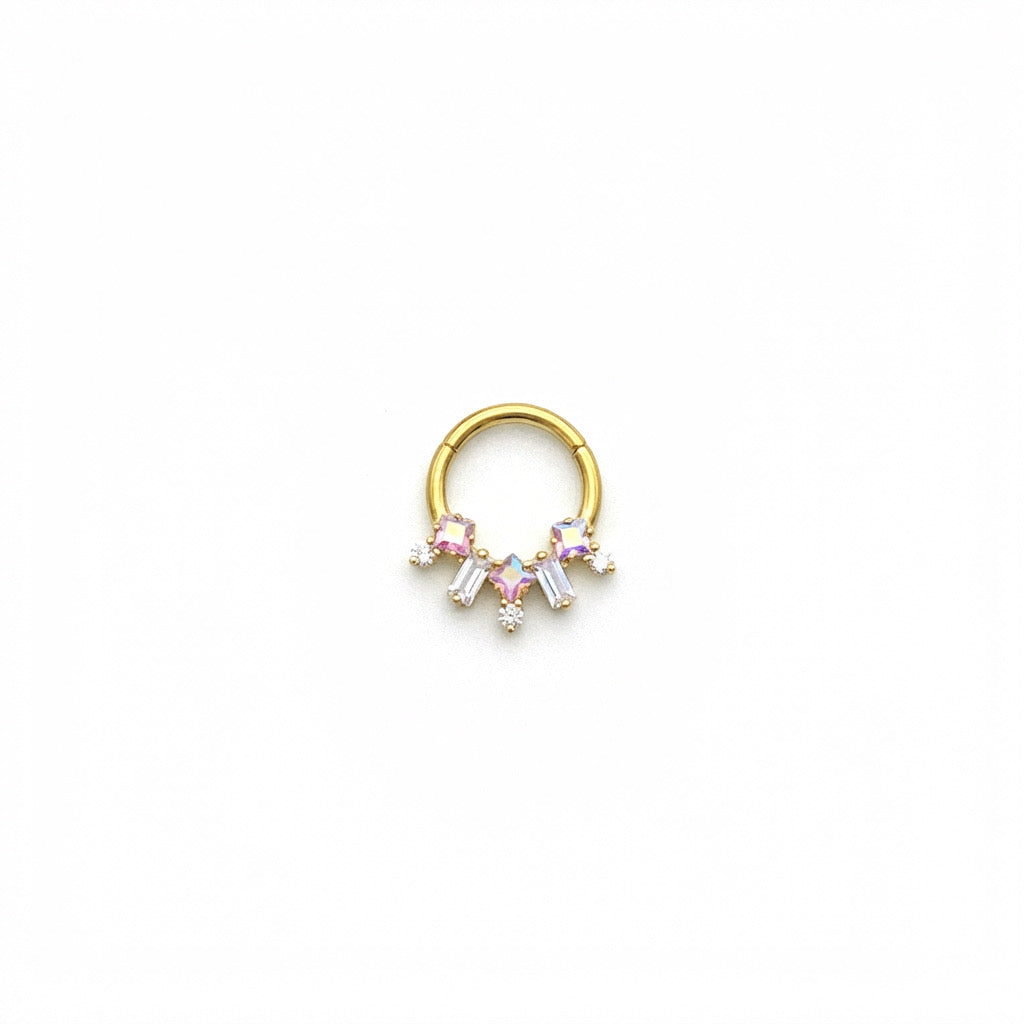 Anneau clicker doré avec strass