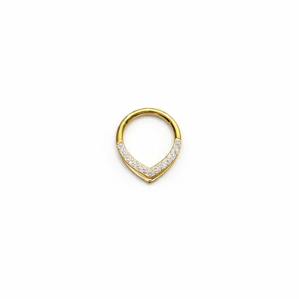 Anneau doré clicker avec strass