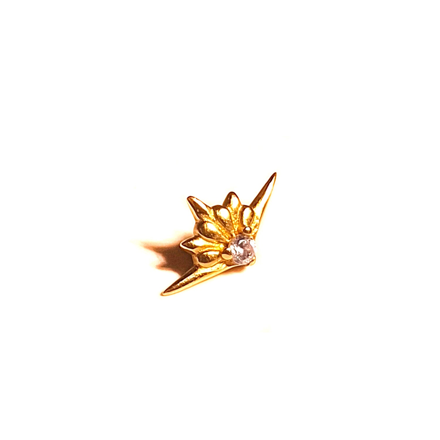 Puce interne dorée picots avec strass central