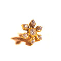 Puce interne dorée fleur à six strass et un strass central