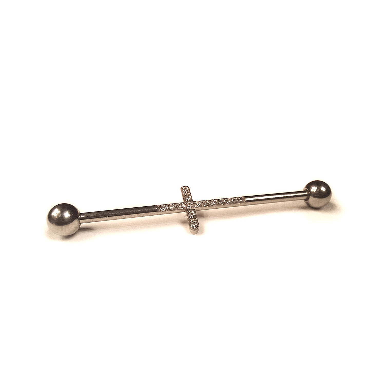 Industriel argenté croix en strass blanche